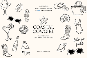 Coastal Cowgirl Illustrations
