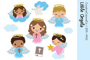 Little Baptism Angels Vector EPS PNG, a Person Illustration by CreativeCatandCo