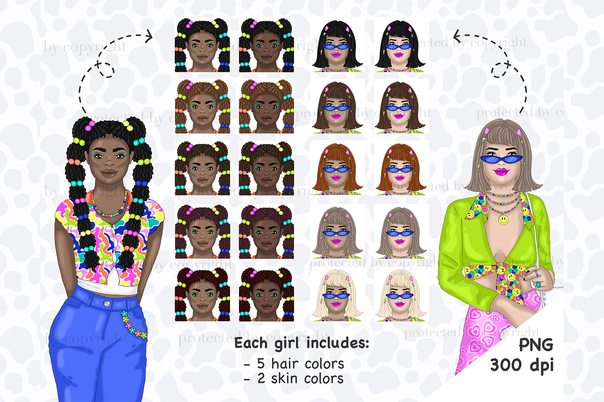 Groovy Girl Clipart | Fashion Woman, a Person Illustration by GlamArtZhanna (Photo 2 of 4)
