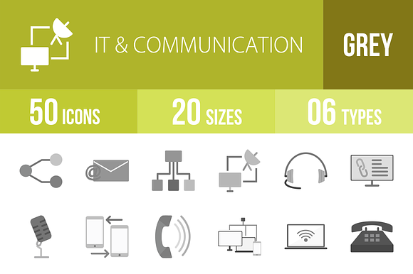 50 Itcommunication Greyscale Icons