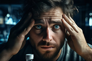 Stressed Man Holding Head with Inten, a Person Photo by Fascinadora