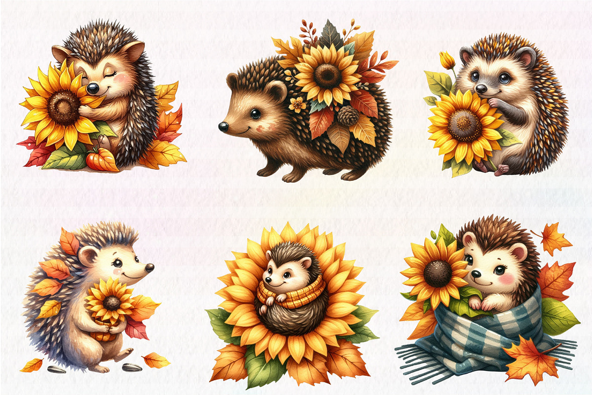 Autumn Hedgehog Clipart, an Illustration by CreationArt (Photo 4 of 5)