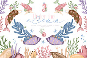 Ocean clipart & digital paper, a Decorative Illustration by Yelloo Fish (Thumbnail 1 of 19)