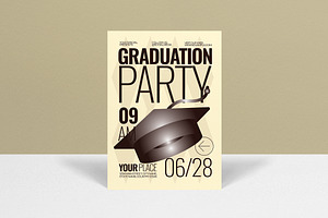 Beige Graduation Party Invitation, a Card Template by graphicook
