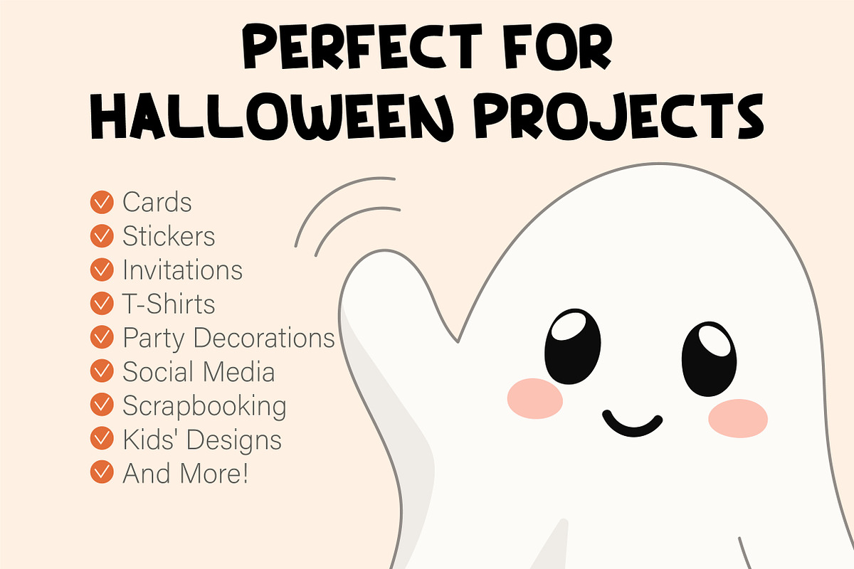 Cute Halloween Ghost Clipart Set, a Seasonal Illustration by OREHOVKA (Photo 4 of 5)