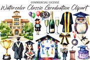 Watercolor Classic Graduation, a Seasonal Illustration by designcity5 (Thumbnail 1 of 5)