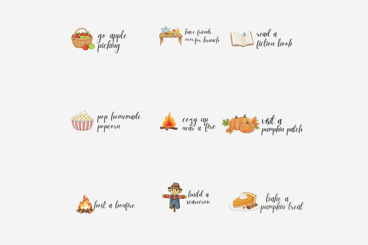 Autumn Bucket List PNG Bundle Part 2, an Emoji Icon by Tanya Kart (Photo 2 of 4)
