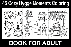 Cozy Hygge Moments Coloring Book, a Decorative Illustration by Design Station