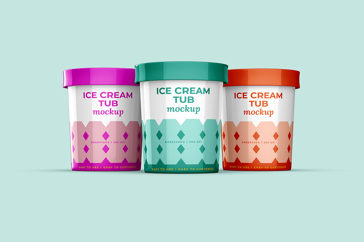 Ice Cream & Food Tub Mockup Set, a Cups & Container Mockup by Illusiongraphic (Photo 6 of 18)