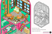 Procreate Isometric Cafe Stamp Pack, a Brush Add-On by Artbykimmyw (Thumbnail 7 of 10)
