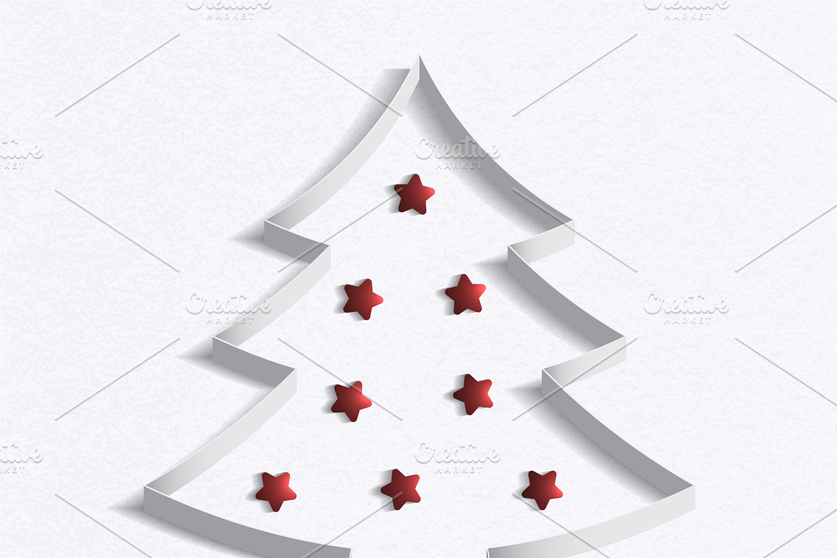 Christmas tree made ​​of white paper