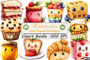 Cute Kawaii Breakfast Clipart, an Illustration by DreamCafeArt (Thumbnail 1 of 5)