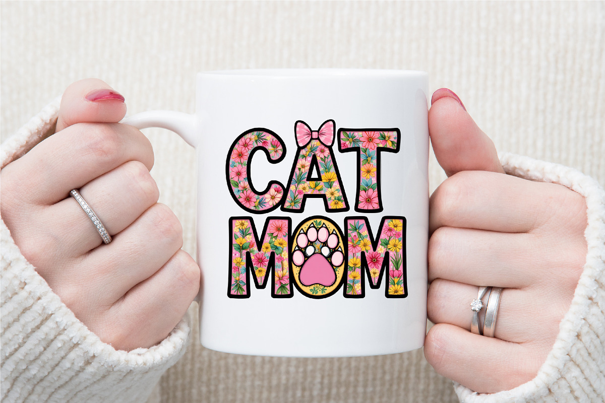 Cat Mom Png Mom Sublimation Clipart, an Illustration by Sublimation Artist (Photo 4 of 9)