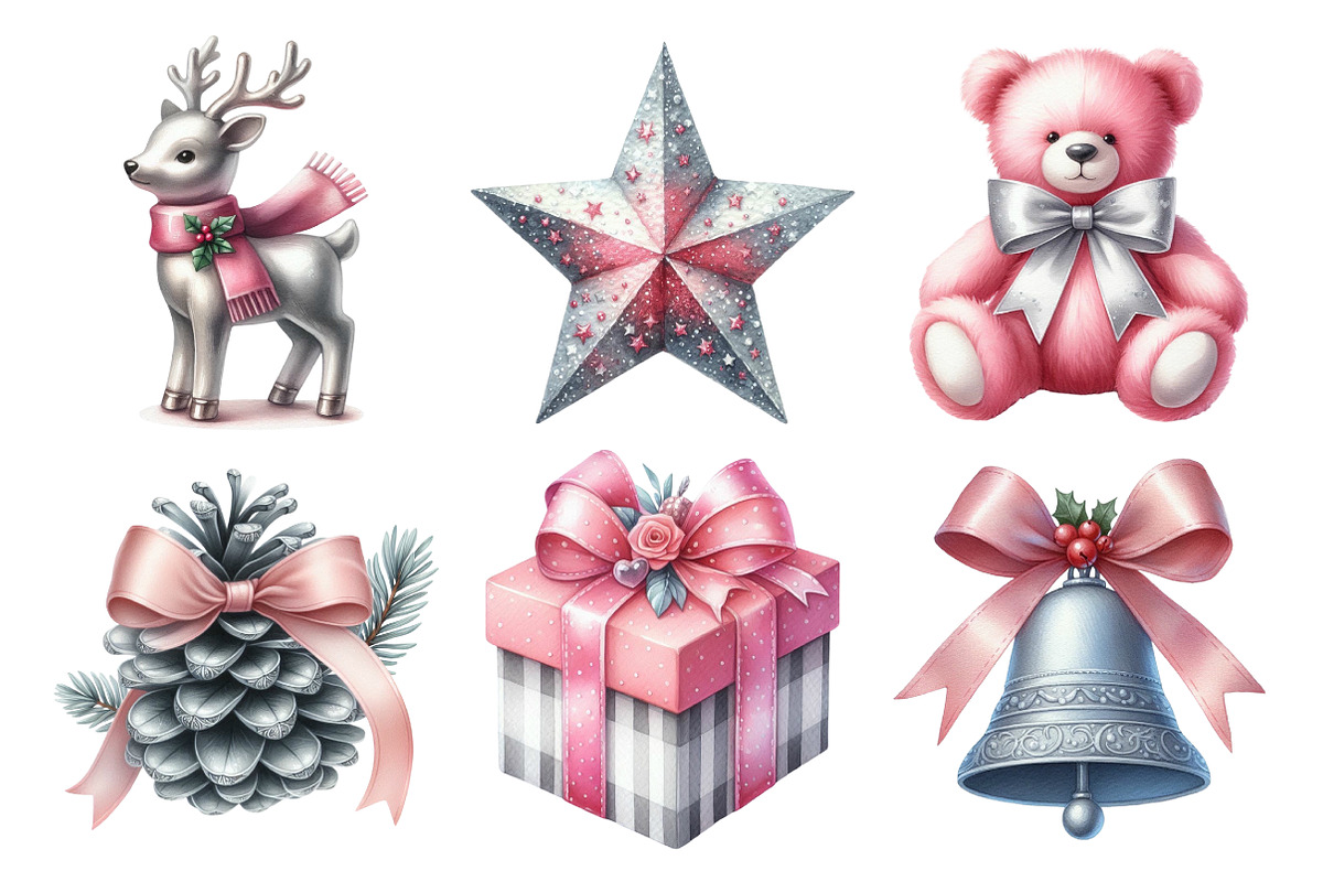 Silver Pink Christmas Clipart, an Illustration by Daily.Designs (Photo 5 of 5)