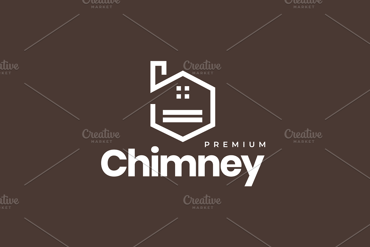 hexagon house chimney logo, a Branding & Logo Template by devastd