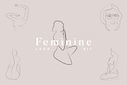 Feminine line drawing logo kit, a Branding & Logo Template by Tropical Type (Thumbnail 1 of 9)