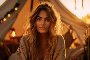 Portrait of Woman in Front of Tent a, a Person Photo by Fascinadora