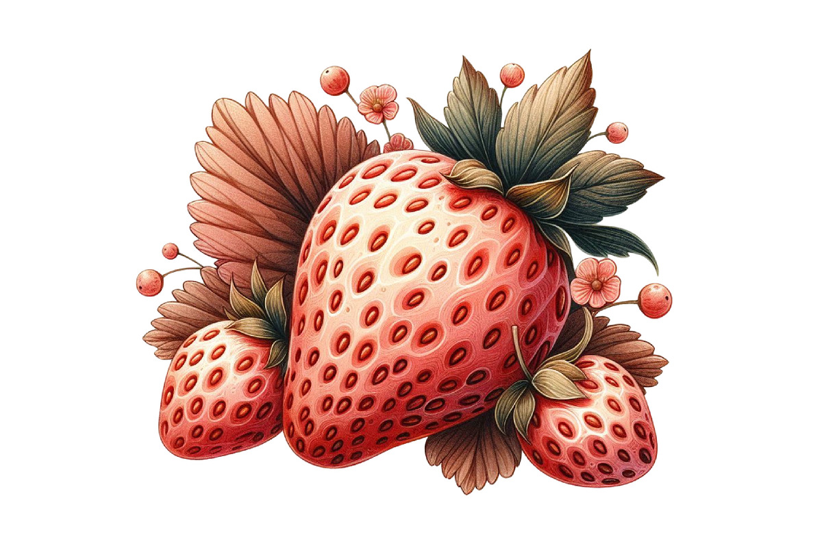 Watercolor Strawberry Clipart PNG, an Illustration by Designking (Photo 4 of 4)
