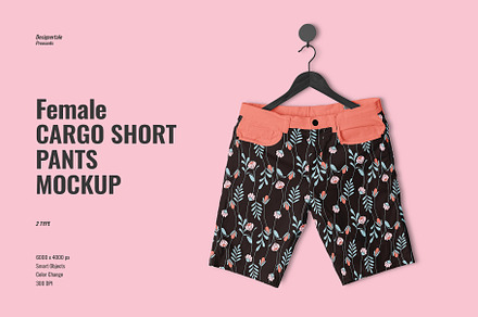 Female Cargo Short Pants Mockup