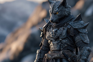 Wolf Warrior in Dark Armor Mountain, a Photo by Pixeness Studio