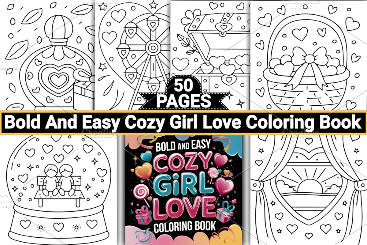 Bold Easy Cozy Girl Love Coloring, a Decorative Illustration by Coco Bloom (Photo 1 of 4)