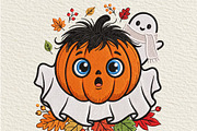 Cute Pumpkin Ghost Halloween PNG, an Object Illustration by DreamCafeArt (Thumbnail 1 of 6)