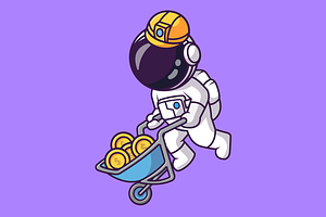 Cute Astronaut Mining Gold Coin, a Finance Illustration by Catalyst Labs