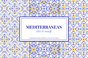 Mediterranean Style Tiles and Motifs, a Pattern Graphic by Vodoleyka
