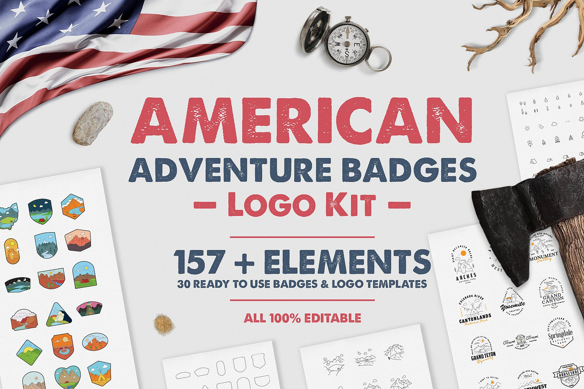 American Adventure Badges Logo Kit, a Branding & Logo Template by LovePowerDesigns (Photo 1 of 14)