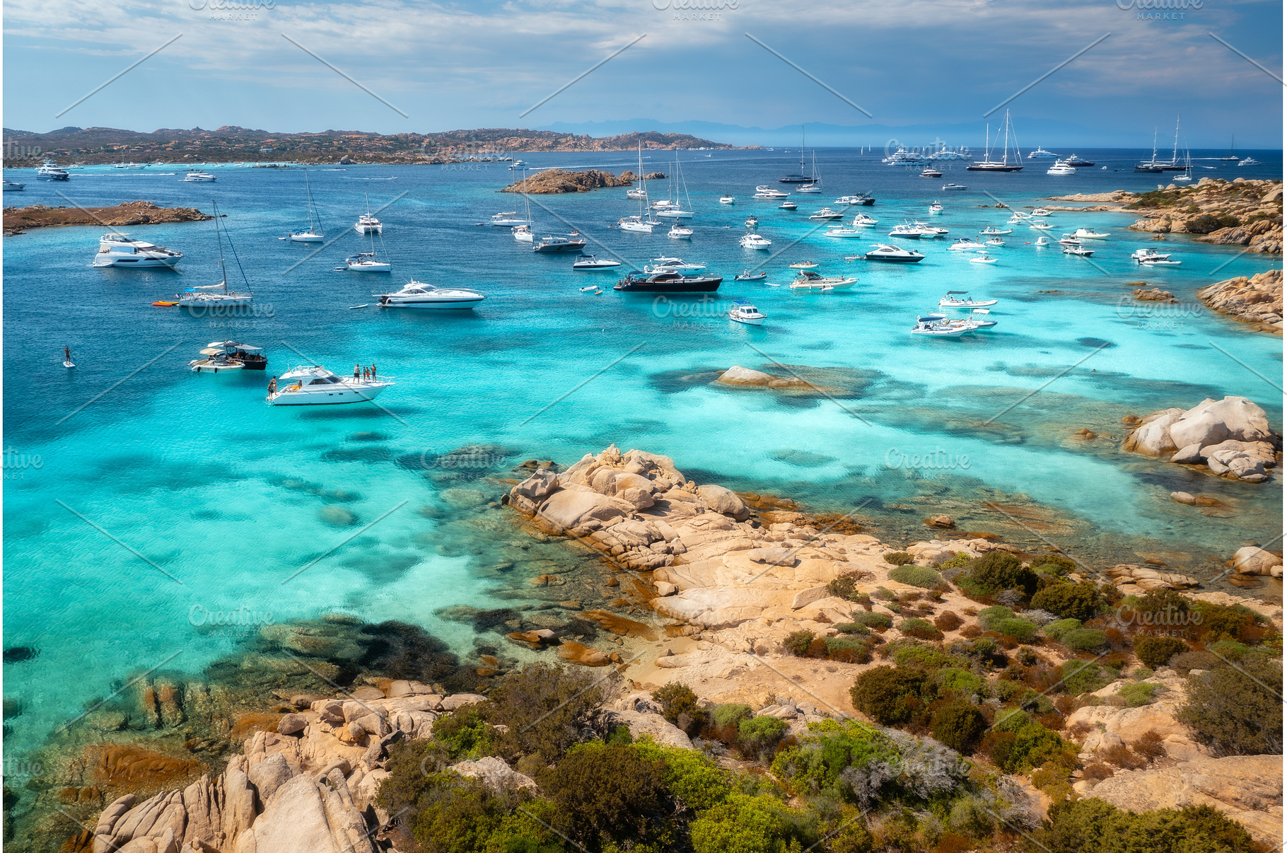 Aerial view of luxury yachts and, a Nature Photo by den-belitsky