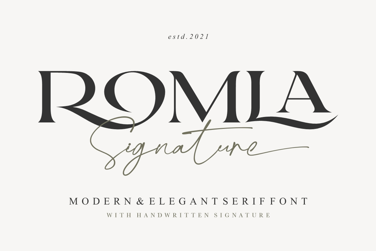 Romla - Elegant and Classy, a Serif Font by HansCo Studio (Photo 1 of 13)