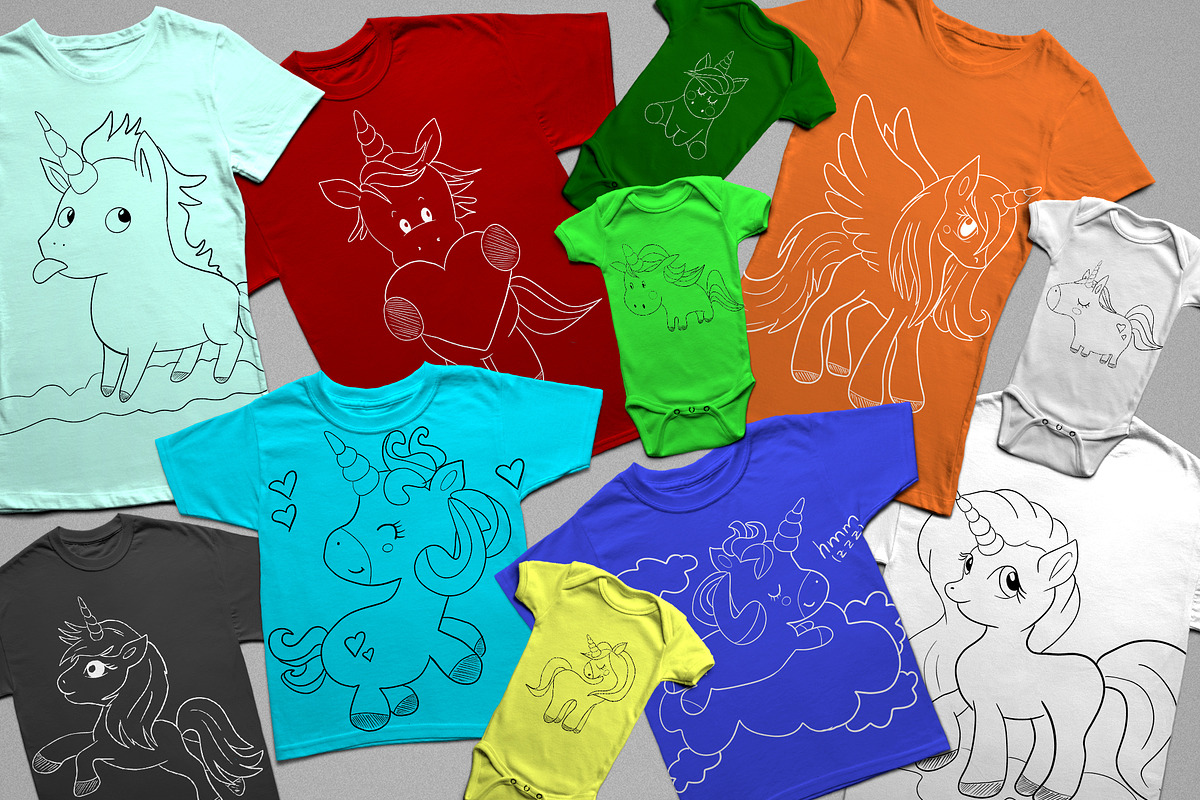 50 Hand Drawn Unicorn T-shirt Design, an Illustration by Character (Photo 2 of 14)