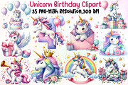Unicorn Birthday Sublimation Clipart, an Illustration by Sublimation Artist (Thumbnail 1 of 6)