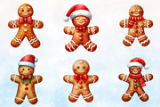 Watercolor Gingerbread Man Clipart, a Seasonal Illustration by Rose Art (Thumbnail 3 of 6)