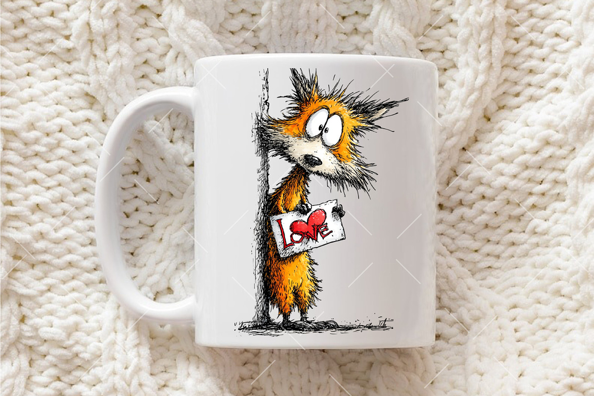 Funny Valentine Peeking Animals Clip, an Illustration by OK Design (Photo 5 of 6)