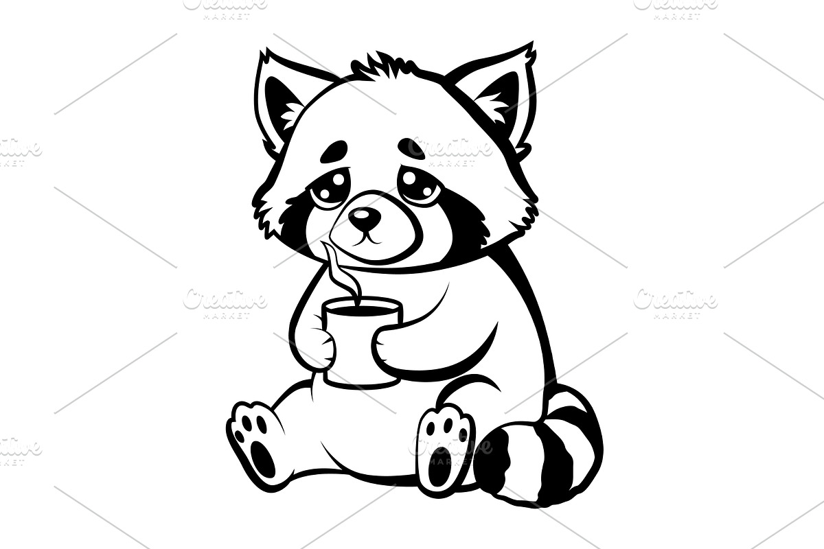 Sleepy gentle red panda, a Food Illustration by Things for designers