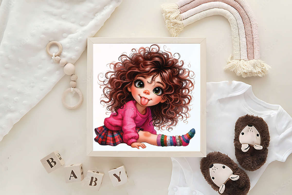 Funny Cartoon Quirky Girls Clipart, an Illustration by CraftArtStudio (Photo 6 of 6)