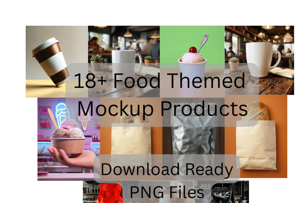 18+ Food Themed Mockup Products, a Cups & Container Mockup by SmallTownDigital