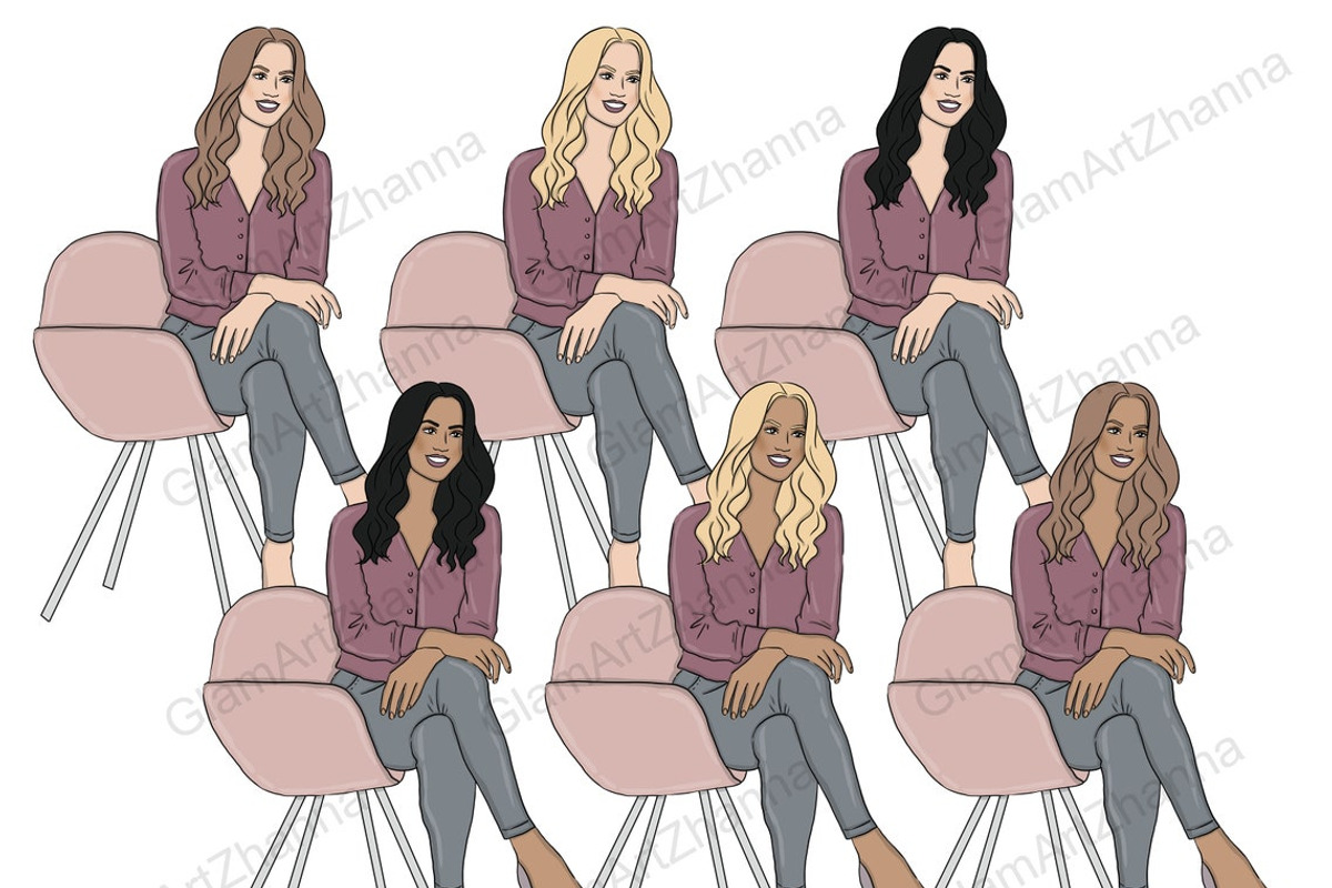 Planner Girl Clipart Girls, a Work Illustration by GlamArtZhanna (Photo 3 of 4)