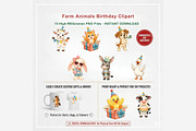 Farm Animals Birthday Clipart Bundle, a Seasonal Illustration by Tanya Kart (Thumbnail 2 of 5)