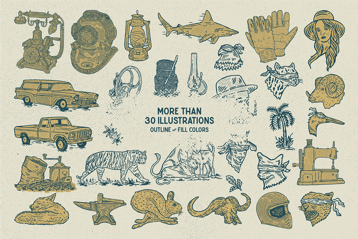 Caltons Badges & Caltons Typeface, an Illustration by Wortfice (Photo 7 of 9)