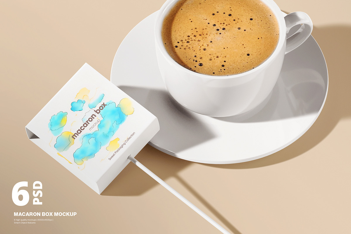 Macaron Box PSD Mockup, a Packaging Mockup by WebAndCat (Photo 1 of 9)