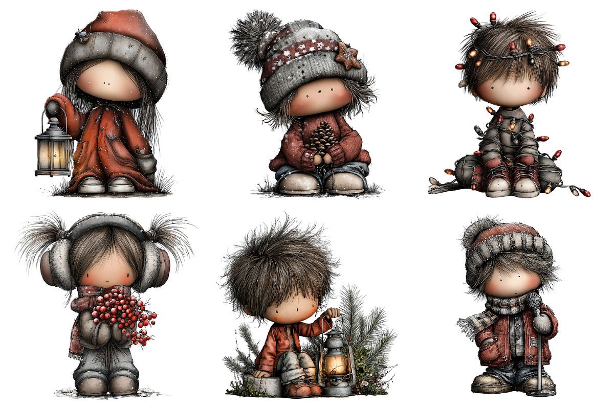 Watercolor Christmas Kids Clipart, an Illustration by Daily.Designs (Photo 5 of 5)