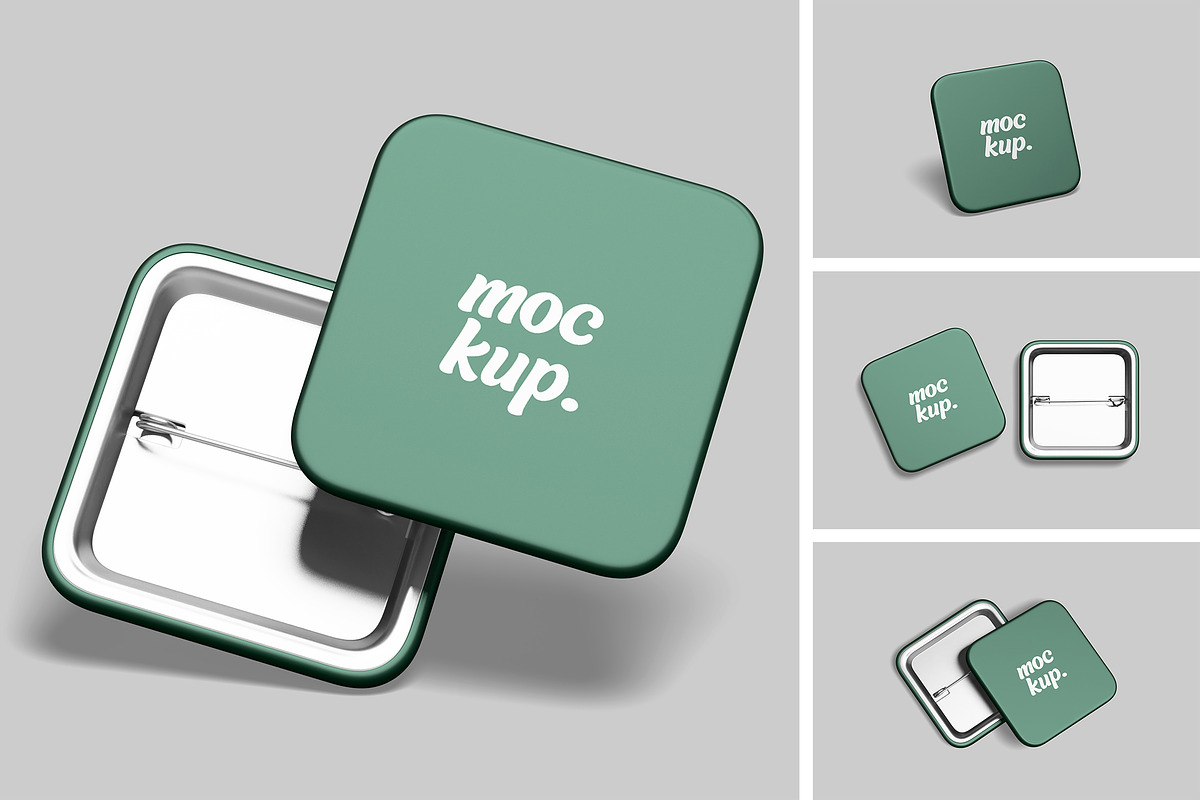 Square Button Badge Mockup, a Mockup by DxSLEX (Photo 1 of 5)