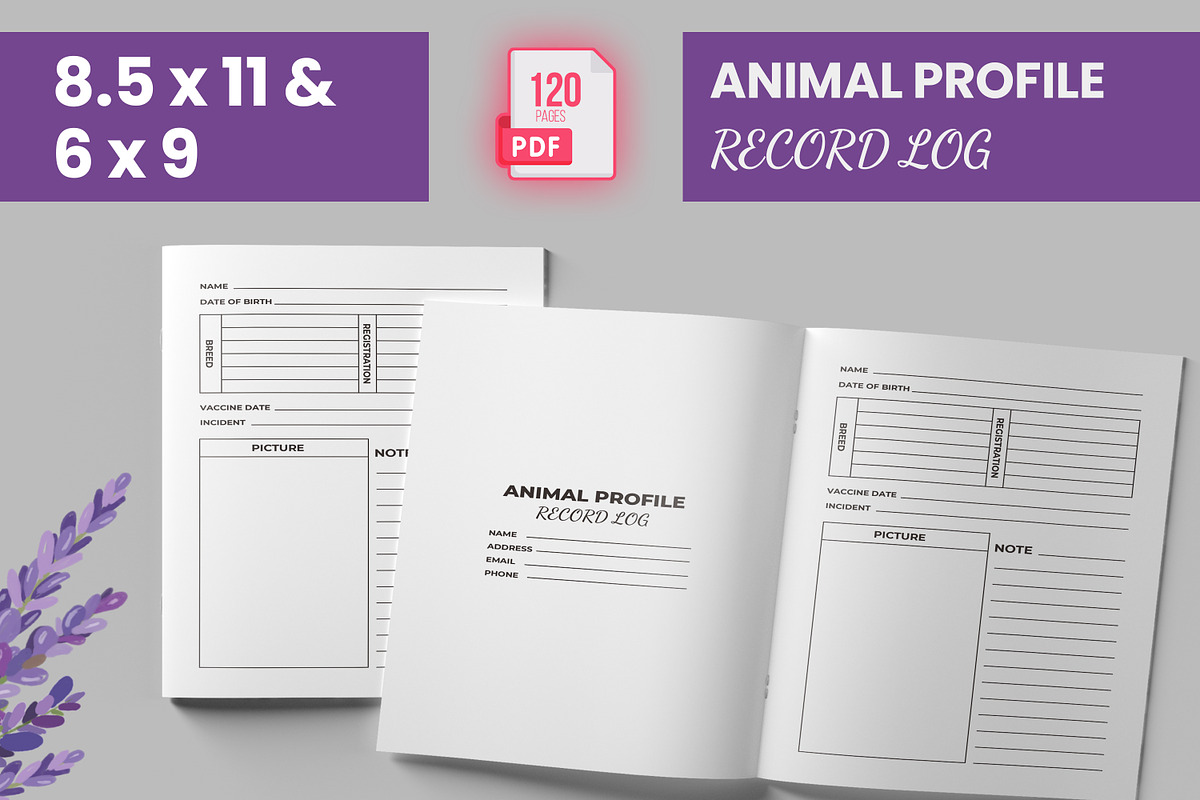 Animal Profile Record Log KDP, a Print Template by bossdesigner (Photo 1 of 2)