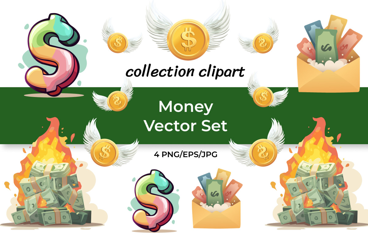 Watercolor Money & Graffiti Vector, a Finance Illustration by InkyQueenArt (Photo 1 of 5)