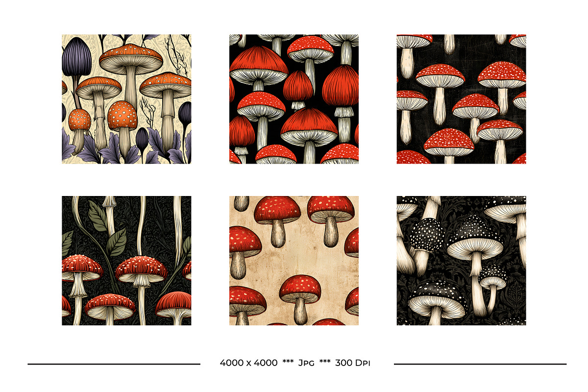Mushroom Retro Art Patterns, a Pattern Graphic by karenfoleyphoto (Photo 7 of 13)