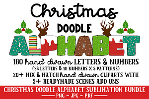 Christmas Doodle Alphabet Bundle V.2