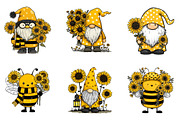 Bee Gnome with Sunflowers Clipart, an Illustration by Dream Creation (Thumbnail 3 of 7)