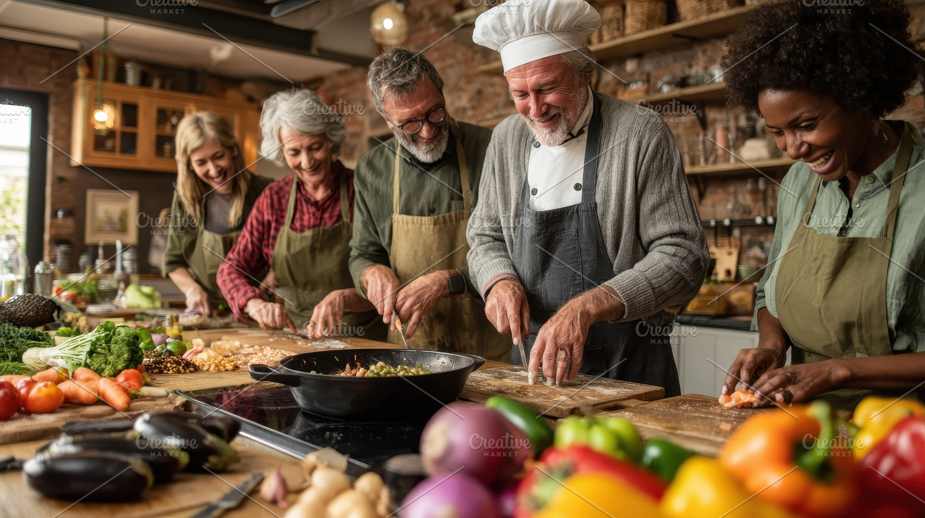 Senior Chef Teaches Cooking Class Fu, a Photo by Pixeness Studio
